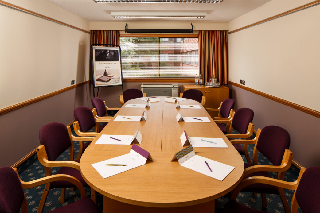 The Summit Syndicate Room at Mercure Livingston Hotel, set up for a meeting