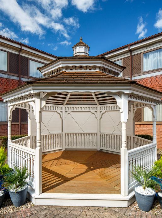 Gazebo in the gardens of Mercure Livingston Hotel